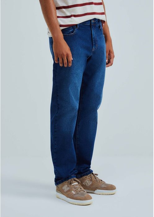 Calça Jeans Masculina Tradicional Com Elastano - Azul Escuro