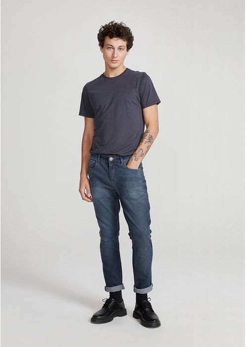 Calça Jeans Masculina Slim Com Elastano - Azul Escuro