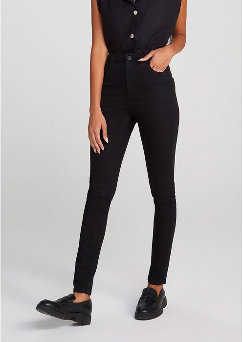 Calça Feminina Jeans Skinny Cintura Alta Soft Touch - Preto