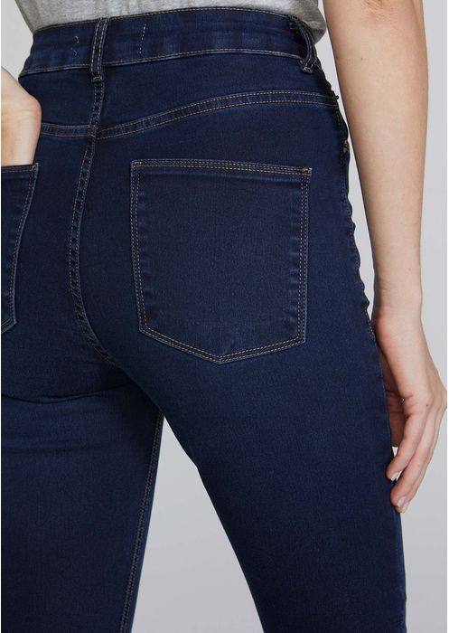 Calça Feminina Jeans Skinny Cintura Alta Soft Touch - Azul Escuro