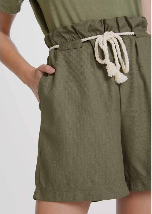 Shorts Feminino Clochard Com Cordão Rústico - Verde