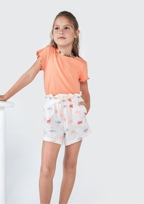 Foto do produto: Blusa Manga Curta Infantil Menina Em Ribana - Laranja