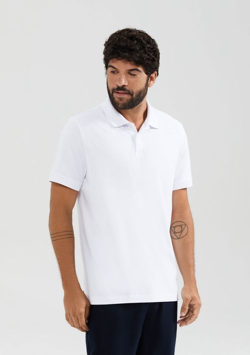 Camisa Polo Básica Masculina Em Algodão Pima - Branco