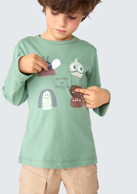Foto do produto: Camiseta Infantil Menino Toddler Com Estampa Interativa - Verde