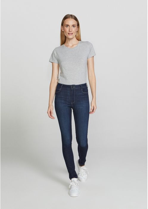 Calça Jeans Feminina Cintura Alta Super Skinny - Azul