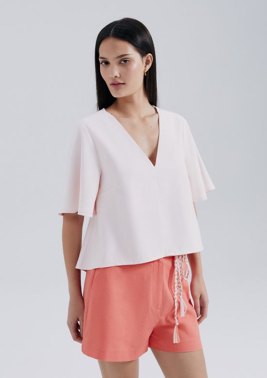 Foto do produto: Blusa Feminina Manga Sino Em Peach Touch - Rosa