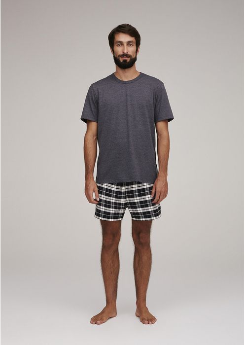 Pijama Curto Masculino Com Estampa - Preto