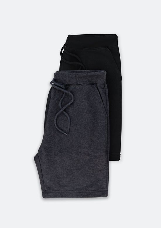 Foto do produto: Kit Com 2 Bermudas Básicas Masculinas Em Moletom - Multicolorido