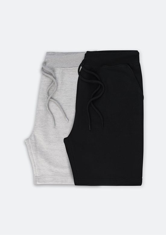 Foto do produto: Kit Com 2 Bermudas Básicas Masculinas Em Moletom - Multicolorido