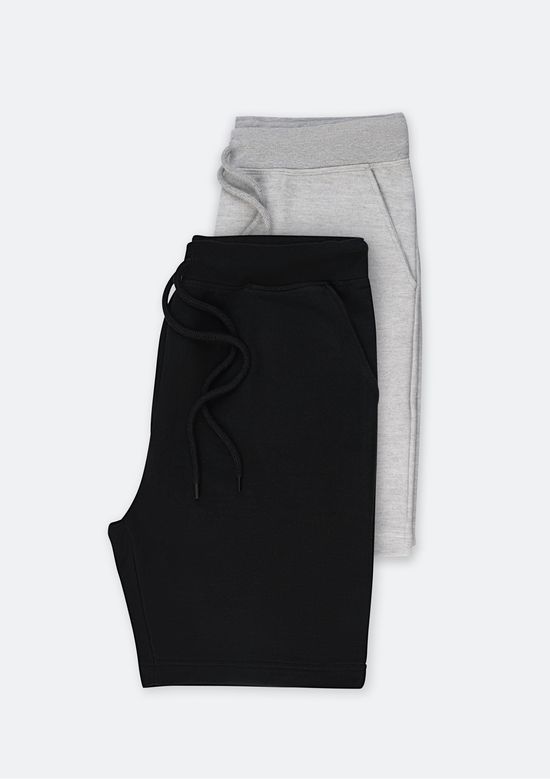 Foto do produto: Kit Com 2 Bermudas Básicas Masculinas Em Moletom - Multicolorido