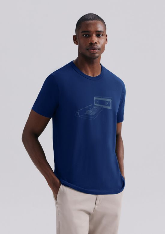 Foto do produto: Camiseta Masculina Manga Curta Com Estampa - Azul