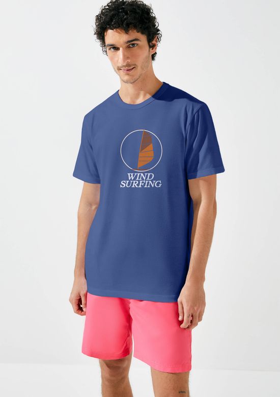 Foto do produto: Camiseta Masculina Estampada Manga Curta - Azul