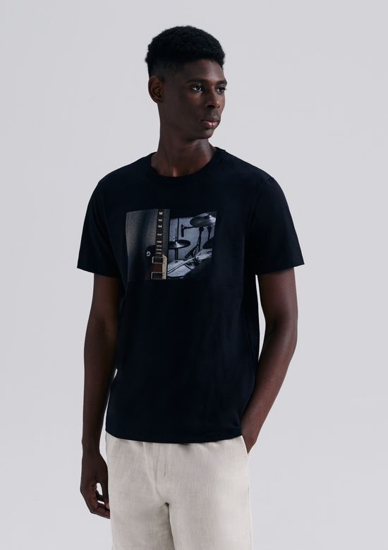 Foto do produto: Camiseta Masculina Manga Curta Com Estampa - Preto