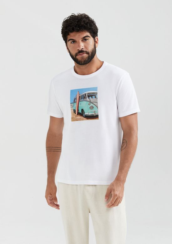 Foto do produto: Camiseta Masculina Manga Curta Com Estampa - Branco