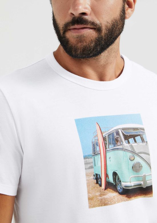 Foto do produto: Camiseta Masculina Manga Curta Com Estampa - Branco