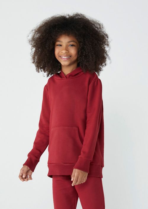 Blusão Básico Infantil Menina Em Moletom Peluciado - Vermelho