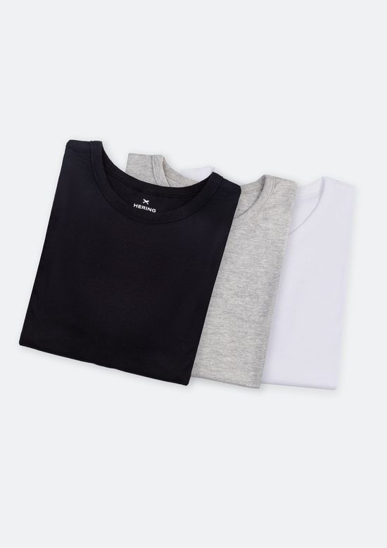 Foto do produto: Kit Com 3 Camisetas Masculinas Básicas Slim - Preto