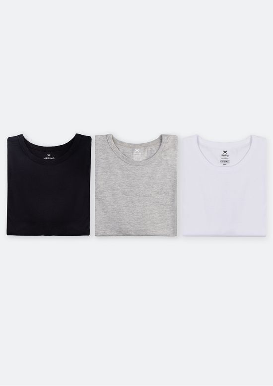Foto do produto: Kit Com 3 Camisetas Masculinas Básicas Slim - Preto
