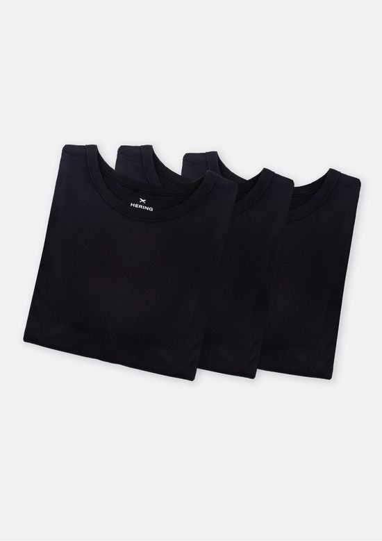 Foto do produto: Kit Com 3 Camisetas Masculinas Básicas Slim - Preto
