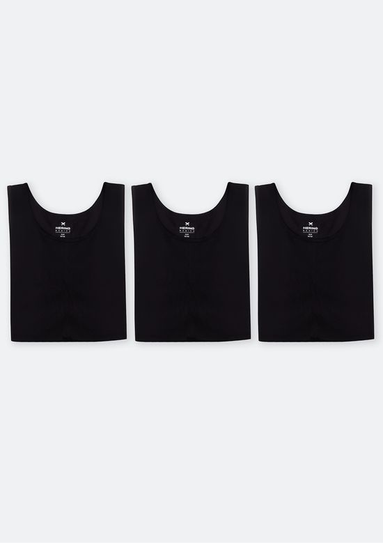 Foto do produto: Kit 3 Regatas Masculinas Slim - Preto