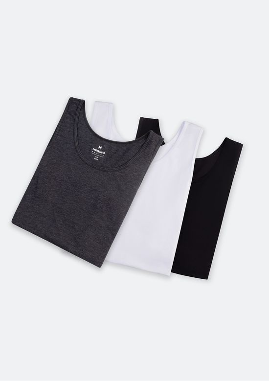 Foto do produto: Kit 3 Regatas Masculinas Slim - Multicolorido