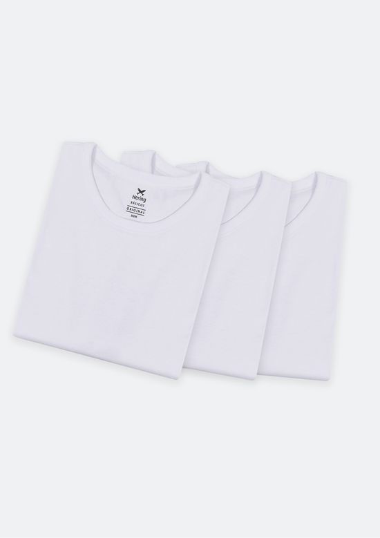 Foto do produto: Kit Com 3 Camisetas Masculinas Básicas Slim - Branco