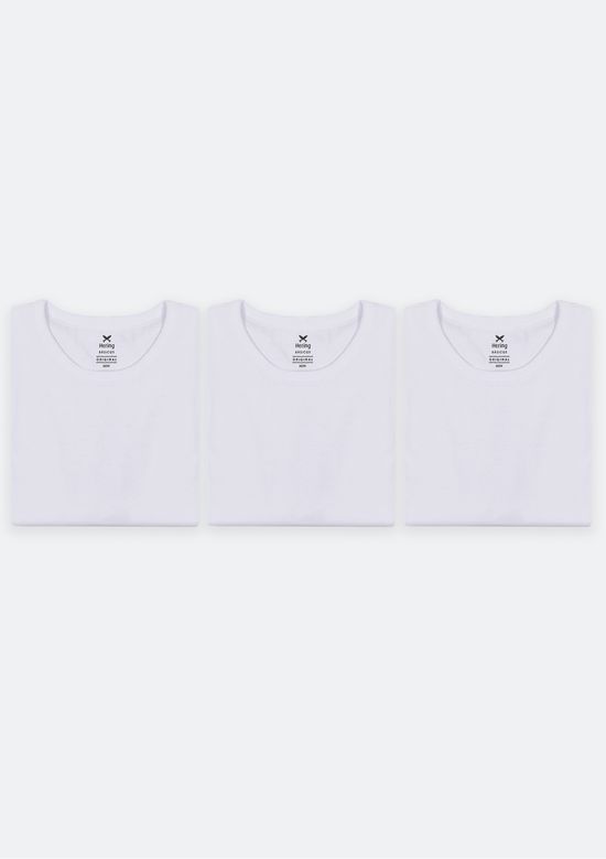 Foto do produto: Kit Com 3 Camisetas Masculinas Básicas Slim - Branco