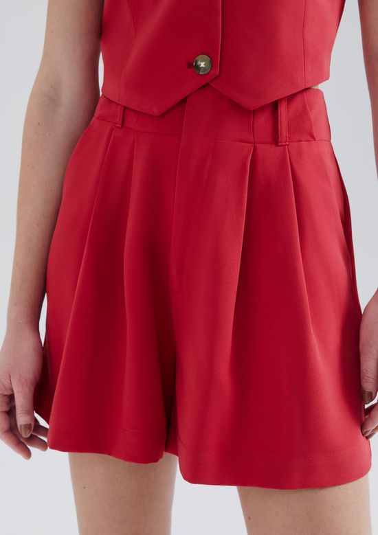 Foto do produto: Shorts Feminino Cintura Alta Em Alfaiataria - Vermelho