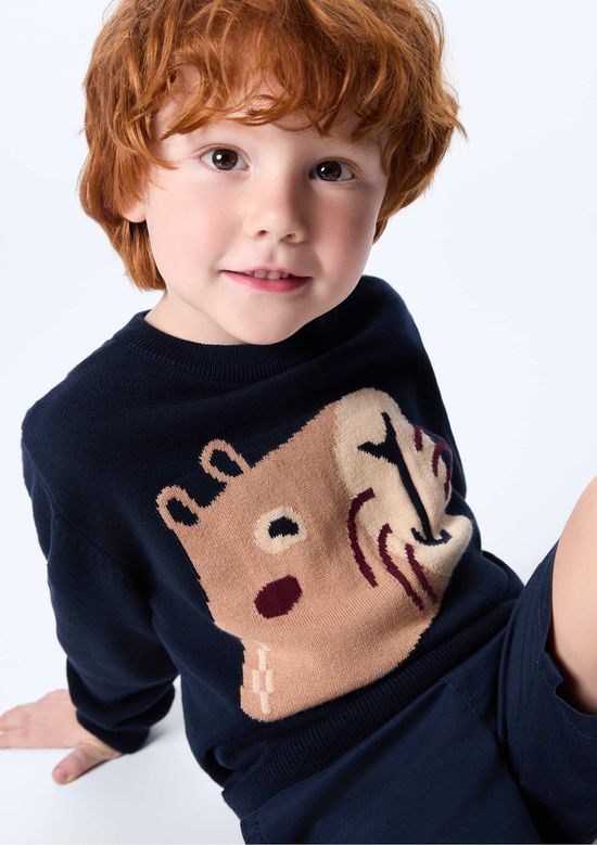 Foto do produto: Blusão Infantil Menino Toddler Em Tricô - Azul