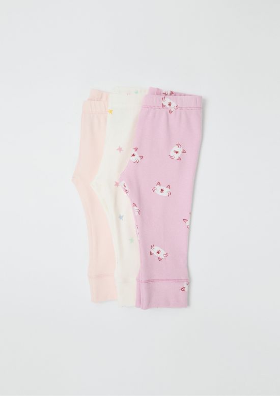 Foto do produto: Kit Com 3 Calças Bebê Menina Em Ribana - Multicolorido