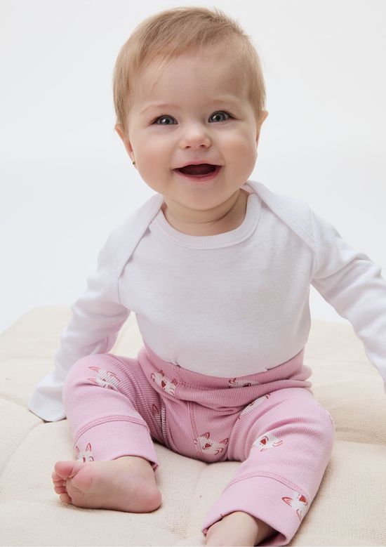 Foto do produto: Kit Com 3 Calças Bebê Menina Em Ribana - Multicolorido