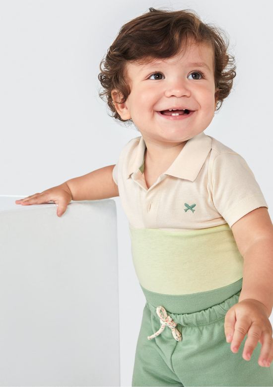 Foto do produto: Body Polo Bebê Menino Colorido - Bege
