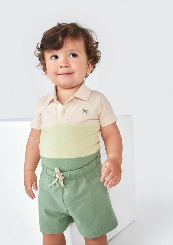 Foto do produto: Body Polo Bebê Menino Colorido - Bege