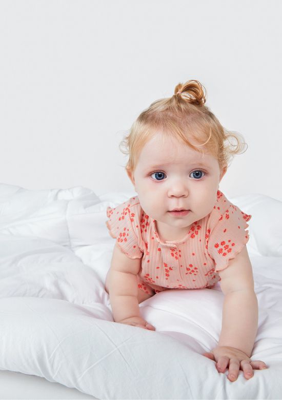 Foto do produto: Macacão Banho De Sol Bebê Menina Com Babados - Laranja