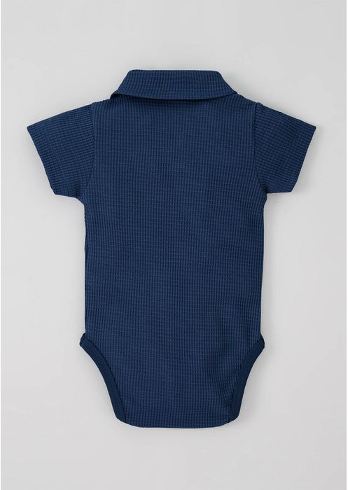Body Bebê Menino Gola Polo Com Bordado - Azul