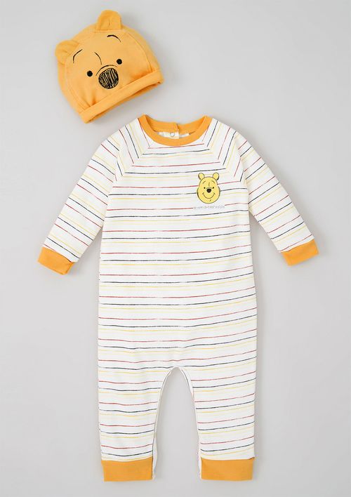 Macacão Bebê Unissex Com Gorro Pooh - Amarelo