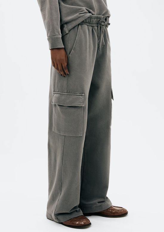 Foto do produto: Calça Feminina Wide Leg Em Moletom Estonado - Preto