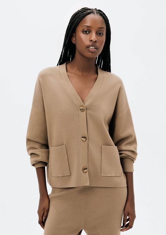 Foto do produto: Cardigan Feminino Oversized Decote V - Bege