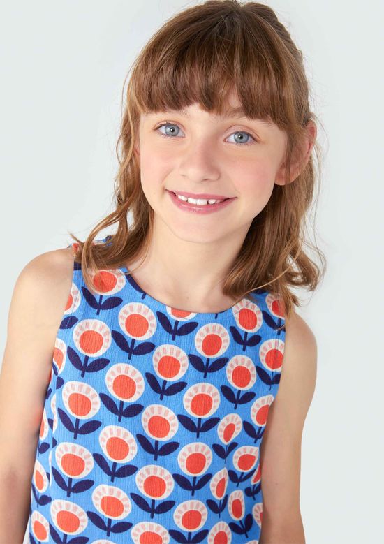 Foto do produto: Regata Cropped Infantil Menina Em Viscose - Azul