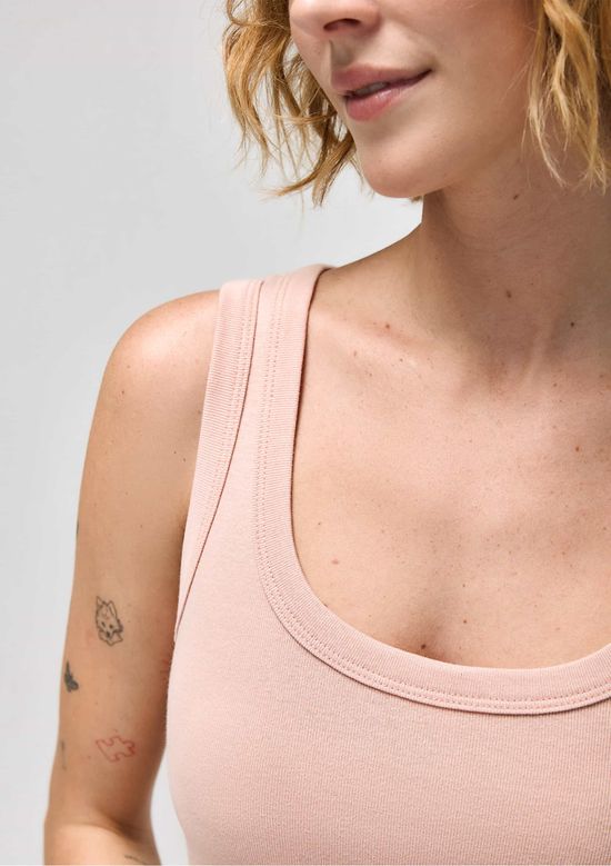 Foto do produto: Regata Avulsa Em Ribana Com Linho - Rosa