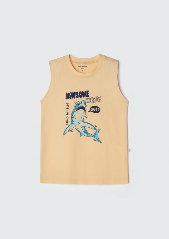 Foto do produto: Regata Infantil Menino Em Malha De Algodão Com Estampa - Amarelo