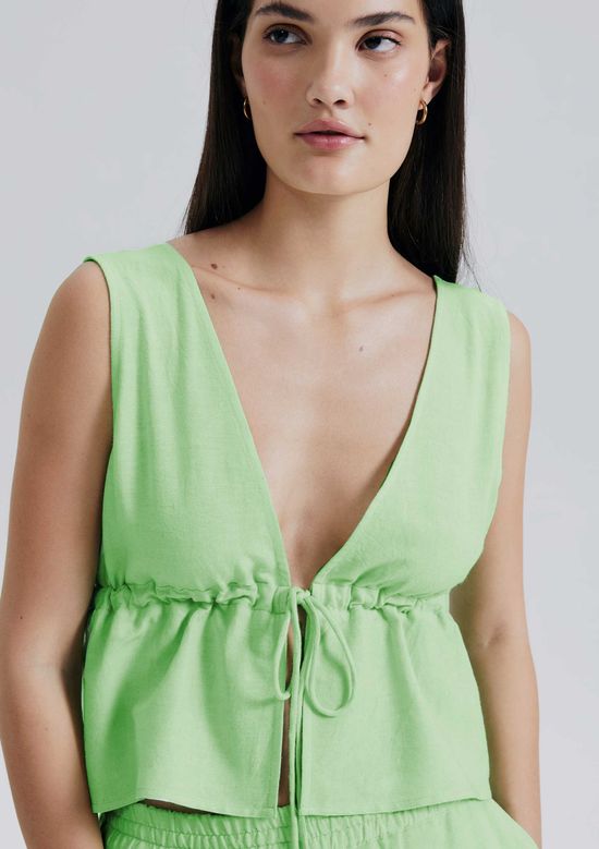 Foto do produto: Blusa Feminina Decote V Com Linho - Verde