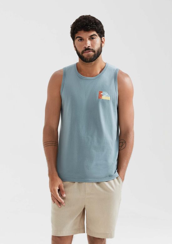 Foto do produto: Regata Básica Masculina Regular Com Estampa - Azul