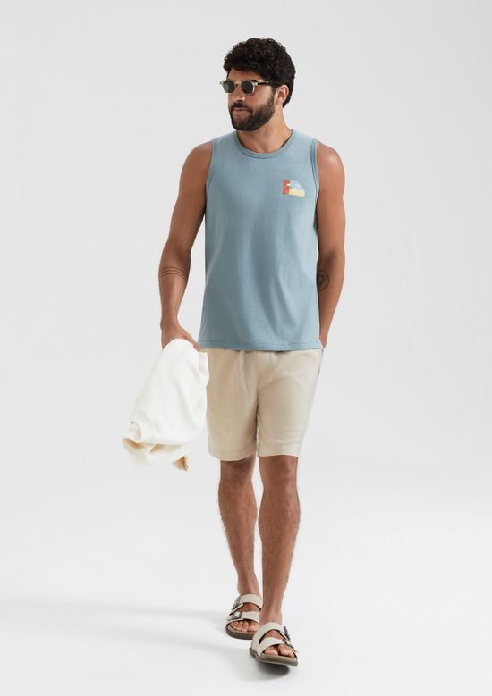 Foto do produto: Regata Básica Masculina Regular Com Estampa - Azul