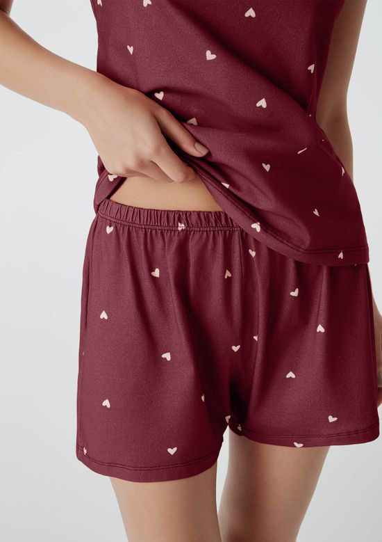 Foto do produto: Pijama Curto Feminino Estampado - Vinho