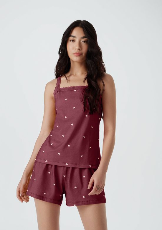 Foto do produto: Pijama Curto Feminino Estampado - Vinho