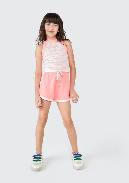 Foto do produto: Regata Cropped Infantil Menina Em Ribana - Rosa
