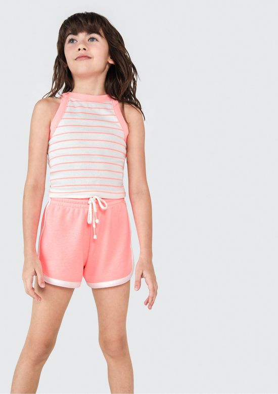 Foto do produto: Regata Cropped Infantil Menina Em Ribana - Rosa