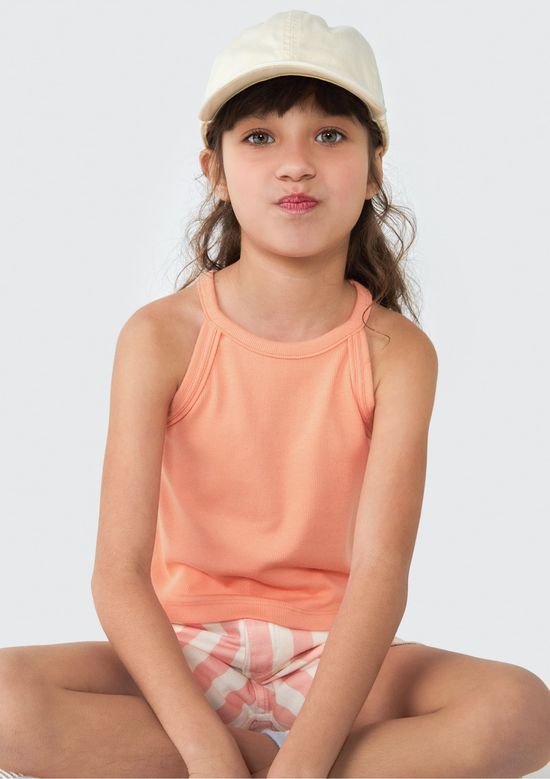 Foto do produto: Regata Básica Infantil Menina em Ribana - Laranja