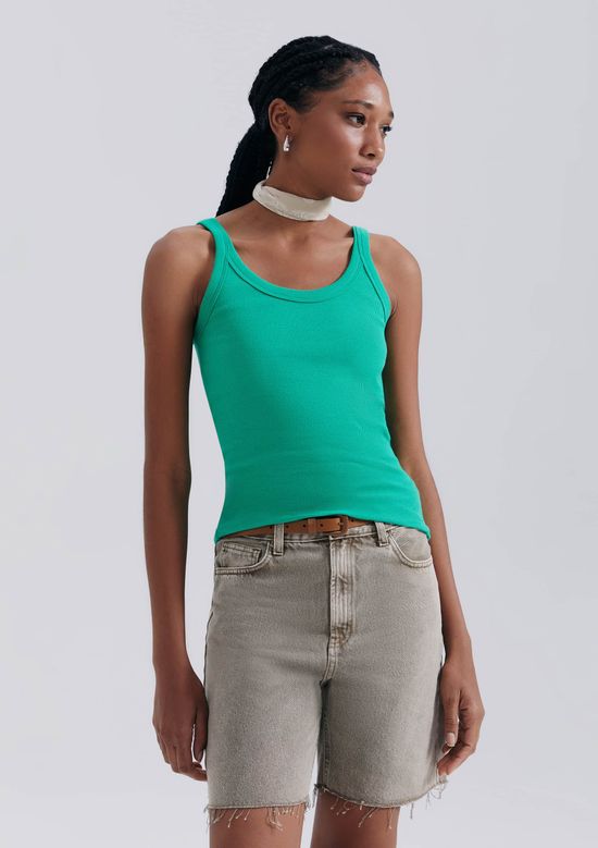 Foto do produto: Regata Básica Feminina Slim Rib - Verde